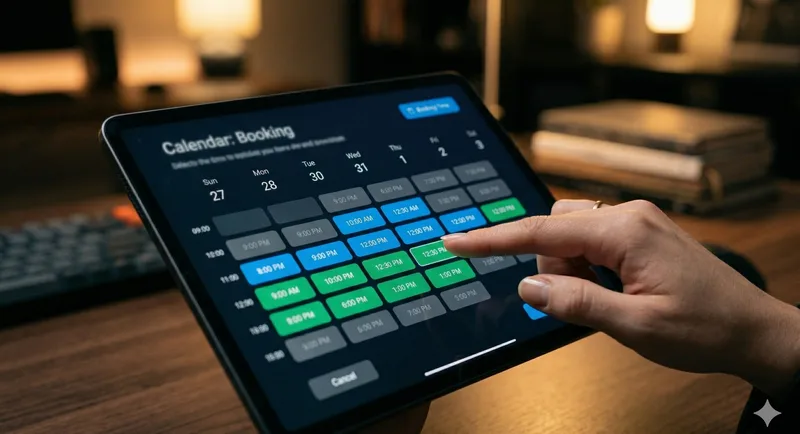 Online booking calendar with available time slots