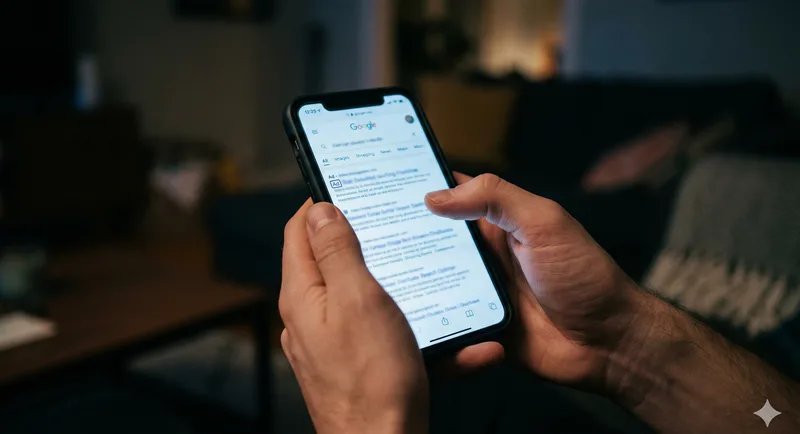 Customer clicking a Google ad on their phone