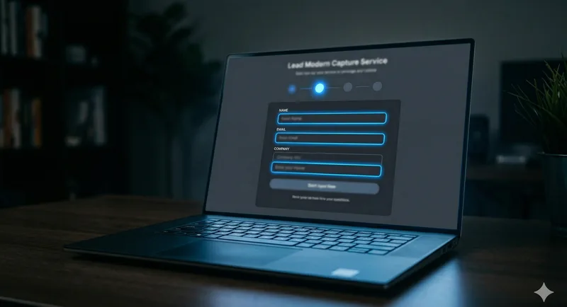 Lead capture landing page with multi-step form